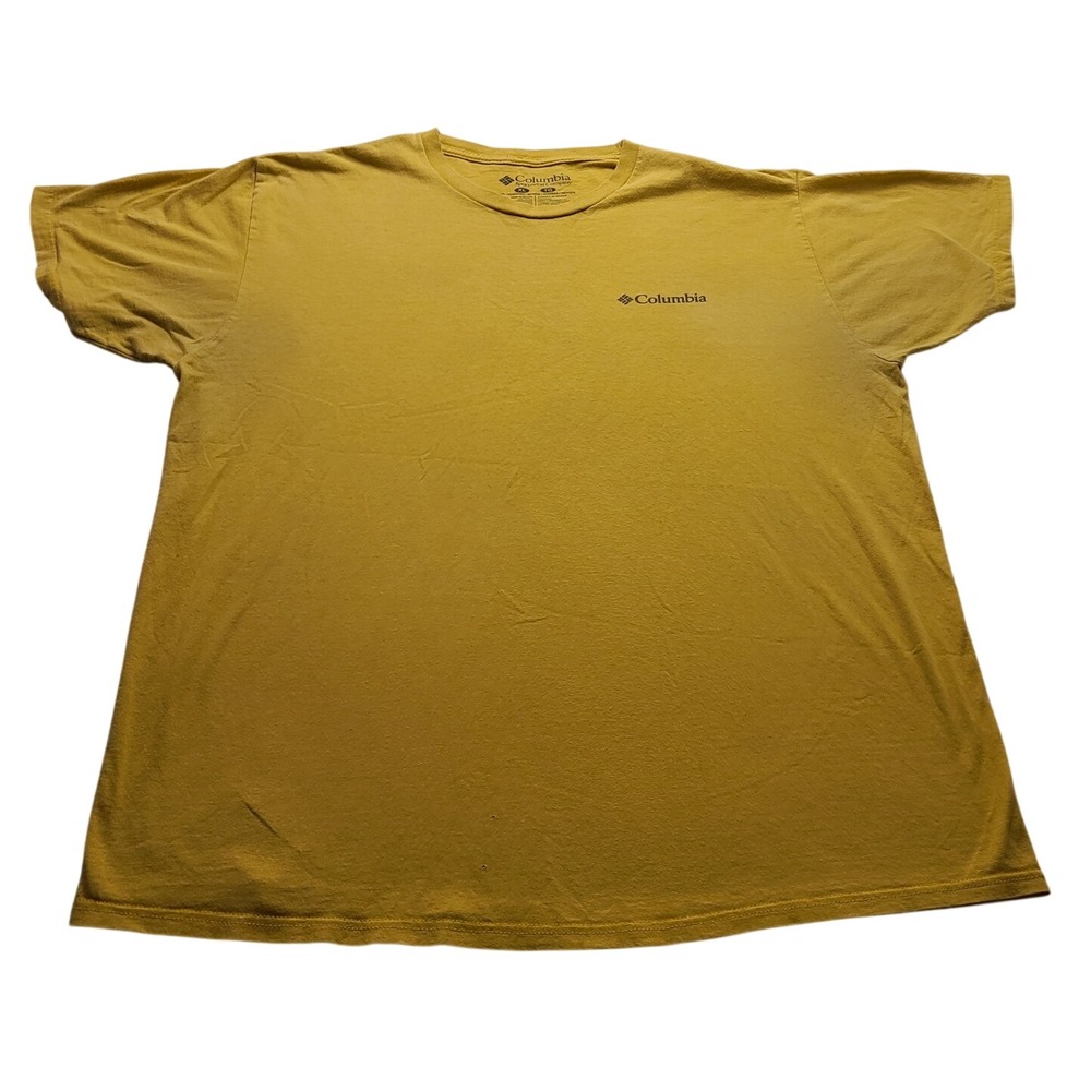 Columbia Men's XL Yellow Cotton Short Sleeve Logo Graphic T-Shirt Mustard Casual